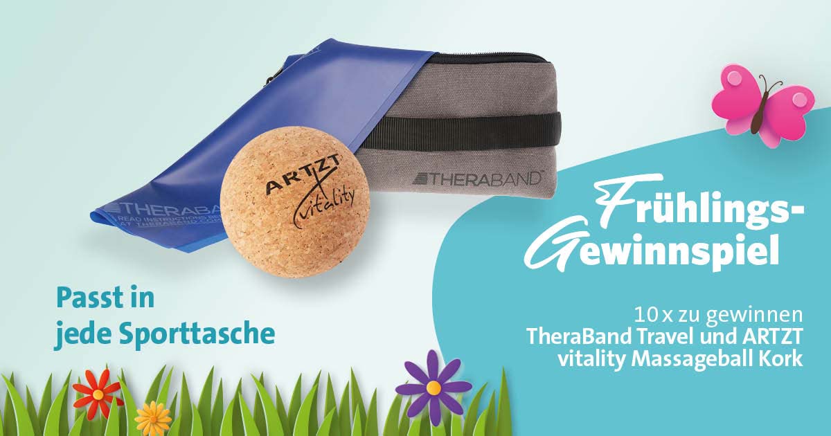 Sanivita Gewinnspiel - 10x zu gewinnen: Fitness-Sets aus TheraBand Travel und ARTZT vitality Massageball Kork
